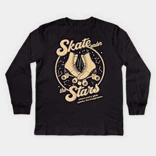 Skate Under the Stars: Where Every Glide Sparks Imagination Kids Long Sleeve T-Shirt